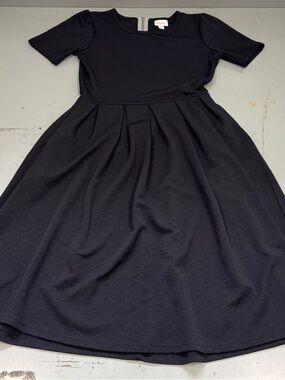 LuLaRoe Amelia Super Cute Black Midi Dress Major Unicorn Size Medium Emu